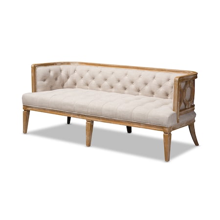 Baxton Studio Agnes Beige Linen Upholstered and White-Washed Oak Wood Sofa 152-9385
